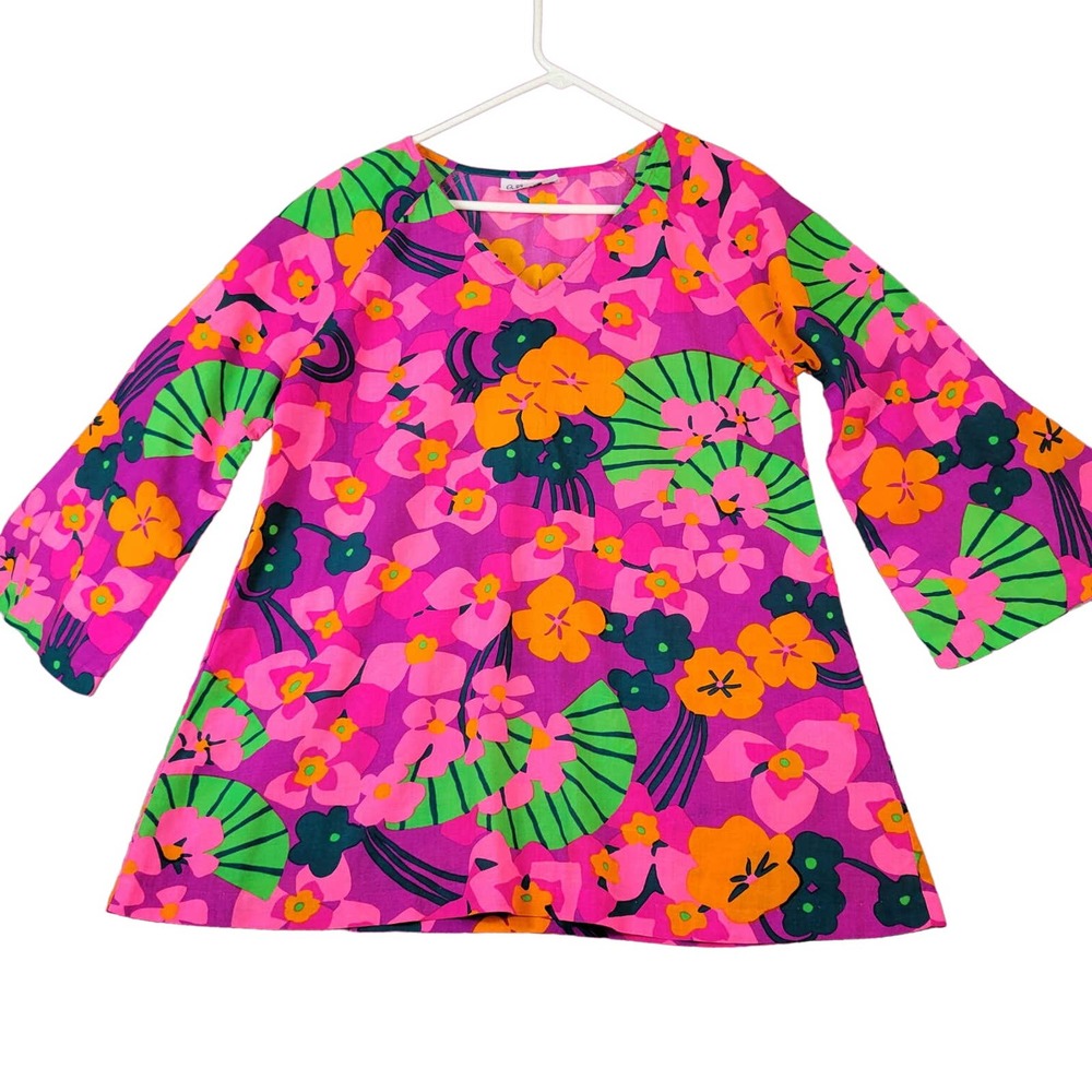 Vintage Bobbie Brooks 60's/70's Floral Prop Shirt Women's Lrg Flared Sleeve Pink